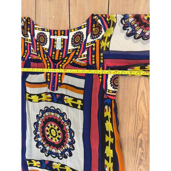 DIANE von FURSTENBERG 3/4 sleeve 100% SILK Mini Dress Mutlicolor 10 Geometric - Picture 6 of 6